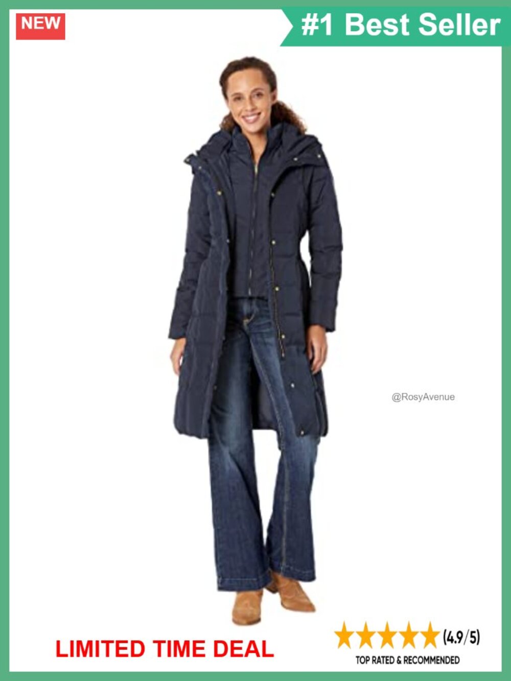 Long Quilted Puffer Down Coat Knee Length Hooded Winter Jacket